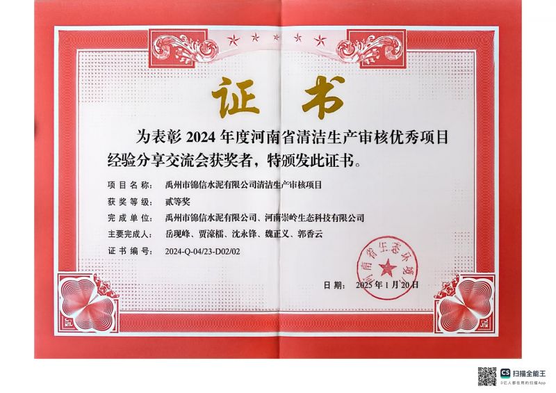 清洁生产评比二等奖
